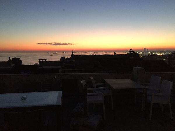 Sunset over the Bosphorus from the rooftop terrace